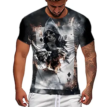 Vasaras Jaunā Modes Iespiesti Īsām Piedurknēm Vīriešu 3DT Krekls ar apaļu Kakla Ātri Žāvēšanas T-krekls
