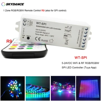 Skydance WT-SPI WiFi+2.4 G RF RGB/RGBW Pikseļu IC SPI mūzika LED Kontrolieris R9 RGB Tālvadības WS2812 WS2815 LED Lentes modulis 5V-24V