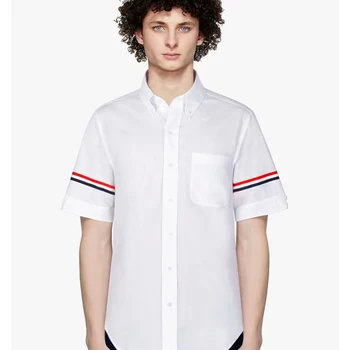 TB THOM Vīriešu Krekls Pavisam Svītrainām Armband Vīriešu Apģērbu Vasaras Gadījuma Oxford Slim Īsām Piedurknēm korejas Modes Augstas Kvalitātes Tops