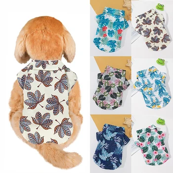 Havaju salu Pludmales Mazs Suns Krekls ar Īsām Piedurknēm T-krekls Suņu Apģērbu Rudens V Kakla Ērti Modes Mīkstām Lapām Cute Pet Apģērbs