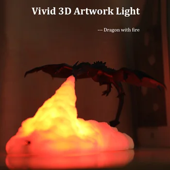 3D Drukas Pūķis Lampas Guļamistabas Nakts Gaisma Pusaudzis, Telpu Dekorēšana Uzlādējams LED Apgaismojums, Iekštelpu Apgaismojums, Brīvdienu Dzimšanas dienas Dāvana