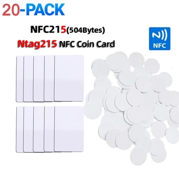 20Pcs NFC Ntag215 Monētas FRĀZI Taustiņu 13.56 MHz NTAG 215 Kartes, Etiķetes, RFID Ultravieglajiem Birkas, Etiķetes 504 Baiti Kartes Pārrakstāmie Kopēt PVC Tagus