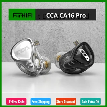 CCA CA16 Pro HIFI 1DD+7BA Vadītājiem Vadu Austiņas Hibrīda Tehnoloģiju, Metāla Austiņas HiFi Stereo Bass Mūzikas Labāko 16 Vienību Earbuds