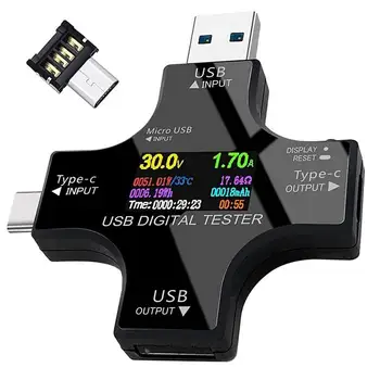 USB C Testeri IPS Krāsu Ekrāna Tips C Jaudas Mērītāju USB Detektora Pārbaudes DC, Lai PD3.0/PD2.0 QC3.0/QC2.0 BC1.2 USB USB C