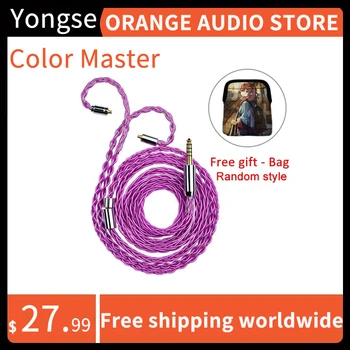 Yongse Color Master HIFI Austiņas Uzlabot Kabeļu 8Core Blanced Kabelis 3.5/4.4 Plug MMCX/0.78 mm 2Pin F1 Dioko D13 Audio Kabelis
