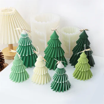 Ziemassvētku Eglīte Silikona Sveces Pelējuma 3D Origami Konuss Augu Ziepes, Sveķus, Ģipša formu Šokolādes Aromatizētas Sveces Pieņemšanas Puse Dekori