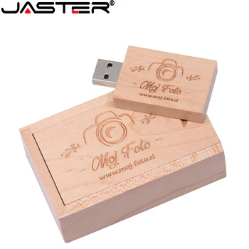 JASTER USB 2.0 Bezmaksas pielāgotus LOGO USB flash drive koka 128GB 64GB, 32GB 16GB 4GB 8GB fotogrāfija memory stick kāzu dāvanu