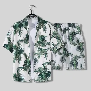 2023 Vasaras Kokosriekstu Koku Krekli Komplekti Izdrukāt Vīriešu Havaju Pludmales Krekls ar Īsām Piedurknēm Modes Topi Tee Svētku Krekls Vīriešiem Blūze