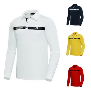 Pavasara, Vasaras un Rudens Golfa Vīriešu Top Golf Uzvalku ar garām Piedurknēm T-krekls