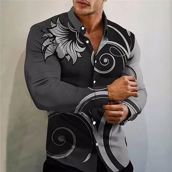Rudens Modes garām Piedurknēm Krekli Vīriešiem Gadījuma Lielgabarīta Krekls ziedu Drukāt Top Vīriešu Apģērbu Havaju Augstas Kvalitātes