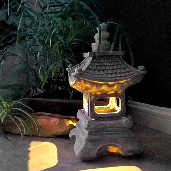 Japāņu Stila Pagalmu Apdare Sveķu Saules Lampas Laternas Pils Zen Ainavas Apgaismojums Dārza Mājas Apdare