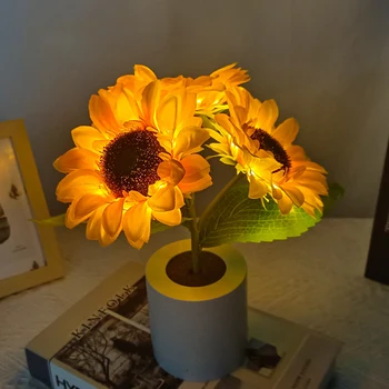 Saulespuķes LED Galda Lampa Imitācijas Puķu Nakts Gaisma USB Lādējamu Gultas Gaismas Rotājumi Mājas Dzīvojamā Istaba Guļamistaba