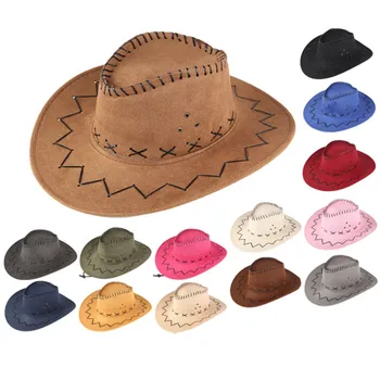 Kovboju cepure mākslīgās zamšādas rietumu kovboju cepure vīriešu braucējs hat, fedora cepuri Panama trošu piederumi hoeden damski gorros kovboju