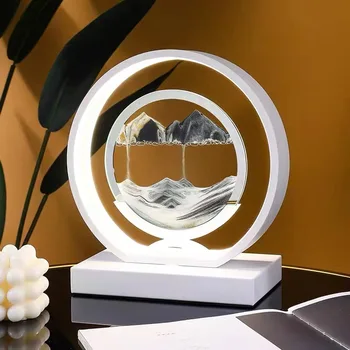 LED plūstošās smiltis Nakts Gaisma Pārvietojas Smilšu Mākslas Galda Lampa USB Dekoratīvie Gultas Gaismas Sandscape smilšu pulkstenis Smilšu Glezniecību, Mājas Dekoru