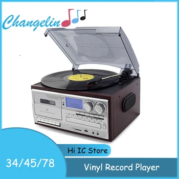 3 Ātruma Bluetooth Vinila Atskaņotājs Vintage Vinilplašu CD un Kasešu Atskaņotāju, AM/FM Radio, USB Ieraksti Aux-in (RCA Line-out