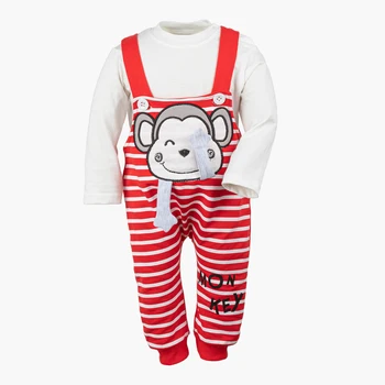 Jaundzimušo Bērnu Cute Mērkaķis (Dungriņi) Uzstādīt Toddler Zīdaiņu 100 Kokvilnas Apģērbs Zēniem Rudens Romper Jumpsuit Mājas Kāpšanas Stils Pidžamas