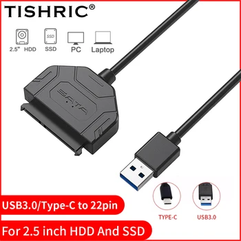 TISHRIC SATA USB 3.0 USB C Adapteris TIPS-C USB3.0 SATA 3.0 22Pin Kabeļa Ārējo HDD, SSD Cieto Disku SATA 3.0 Kabelis