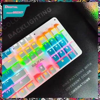 Ērta Dual-krāsu Tapām Ass Mehānisko Tastatūru, Rgb gaismas Efektiem Spēļu Tastatūra 104 Taustiņi Keycaps Komplekts Mini