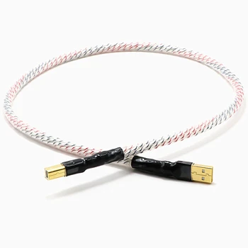 Nordostt USB Cable Hi-End Valhalla 7 Dzīslu Audio Datu USB Kabeli Skaida Pārklājumu HiFi USB A-B Kabelis
