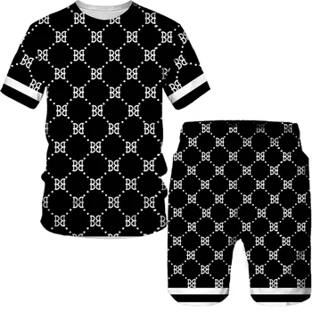 Vasaras Vīriešu T-krekls Luksusa 3D Iespiesti Vīriešu Sporta apģērbu Komplekts Lielgabarīta T-krekls, Bikses, Modes Tērps Iela Beach Vīriešu apģērbi