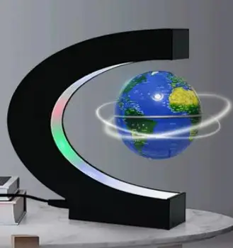 Jaunums LED Nakts Magnētiskā Levitation Peldošās Zemes Pasaulē Ar C Shape Bāze LED Bumbu Lampas Office Home Galda Dekorēšanai Dāvanas