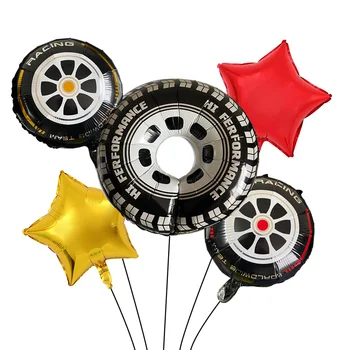 5gab Sacīkšu Auto Baloni Set Boys Bērnu Dušas Piederumi Bērniem, Dzimšanas dienu Apdare Riepu Zvaigžņu Folijas gaisa Balons