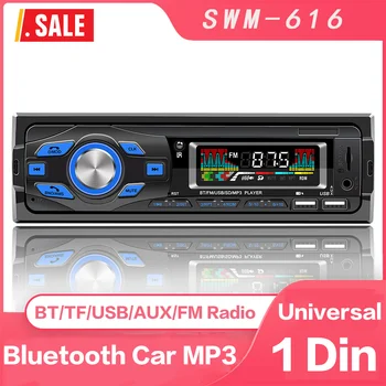 Universālā 1 Din Bluetooth Automašīnas Radio, Stereo MP3 Atskaņotājs, Automobiļu multivides Brīvroku FM/SD/AUX Balss Palīgs RCA Auto Audio