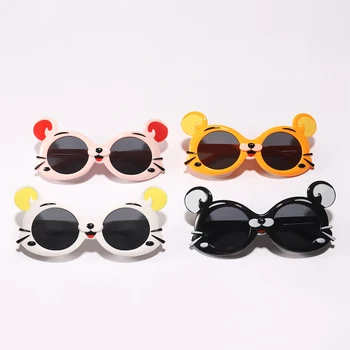 EWODOS Bērni Cute Dzīvnieku Saulesbrilles Smieklīgi Anti-UV Tiger Saulesbrilles Āra Pludmales Tērpa Aksesuārs Fotografēšanai Bērniem Cepures