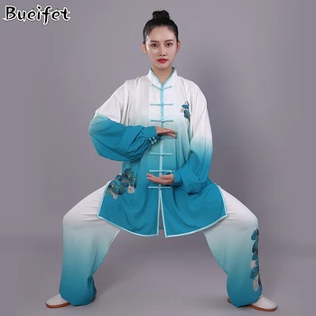 Tradicionālo ķīniešu Kung Fu Vienotu Tai Chi Wing Chun Drēbes garām piedurknēm Augstas qualityTaijiquan Rīta Vingrošanas Tērpi