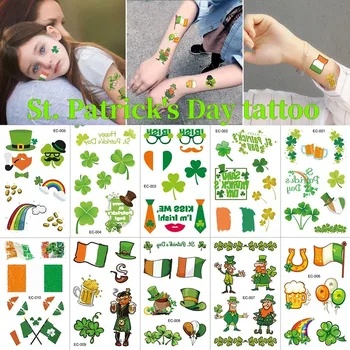 2023 Jaunu St. Patrick ' s Day tetovējumu uzlīmes ūdensizturīgs Īrijas brīvdienu tetovējumu uzlīmes zaļā shamrock laimīgs tetovējumu uzlīmes