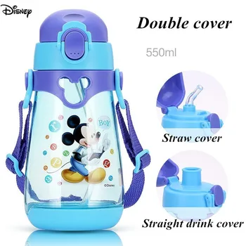 Disney Bērniem, Bērnu Ūdens Pudele Tritan BPA Bez Bērniem Kausa Zīdaiņu Pārnēsājamo Barošanas Pudele Ar Salmiņu hermētiskos Ūdens Izturīgs Kauss