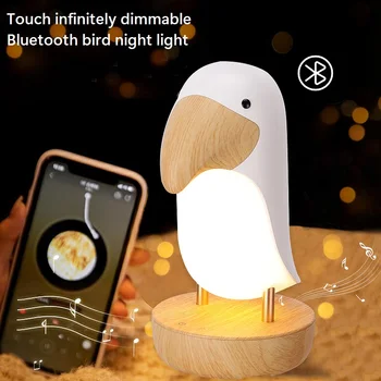 Gudrs Bluetooth LED Nakts Gaisma Toucan Putnu USB Lādējamu Bērnu Guļamistaba Galda Lampa Aptumšojami Mājas Apgaismojums Bluetooth Skaļrunis