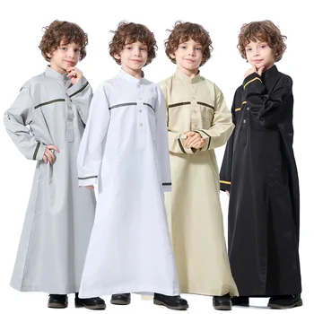 Zēni Ramadāna Dāvanu Eid Musulmaņu Tērpu Kaftan Islāmu Bērnu Apģērbu Musulman Pusaudzis, Saūda Arābu Abaya Vīriešu Bērnu Jubba Thobe Modes