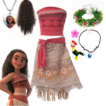 Disney Baby Meitenes Saģērbt Princese Moana Cosplay Kostīmu Vasaras Kleita Bez Piedurknēm Bērns, Meitene Fansy Drēbes Bērniem Vaiana Apģērbs