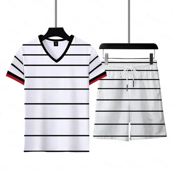 Vīriešu T-krekls Īsām Komplekti 2 Gabals Vasaras Elpojošs Gadījuma Uzvalks Modes 3D Iespiesti Sporta Apģērbs Skriešanas Sportwear Streetwear