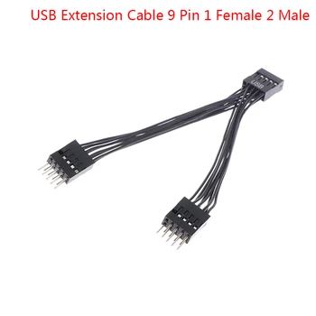 USB Mātesplati Kabeli USB Galvenes pagarinātāja Vads 9Pin 1 Sieviete 2 Vīrieši Y Sadalītāja Kabelis Melns