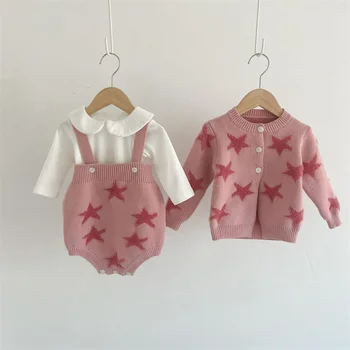 Korejas Pavasara Infant Baby Meiteņu Drēbes Uzvalku Zeķturi/Mēteli Jaundzimušo Kokvilnas Jumpsuit Kombinezons Jaundzimušajam, Princese Apģērbs, Dāvanu