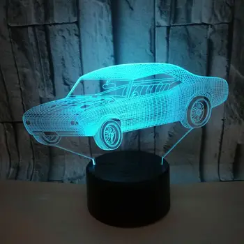 Nighdn Auto 3D Ilūziju, Gultas Galda Lampa 7 Krāsas Maiņa Pieskarieties Slēdzim Apdare Nakts Lampas Dzimšanas dienas dāvana Bērniem, Zēni