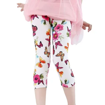Augstas kvalitātes Meiteņu Zeķes Bikses Teļš-garuma Bikses Modes Drukāt Zieds Tauriņš Bērniem Meiteņu Bikses