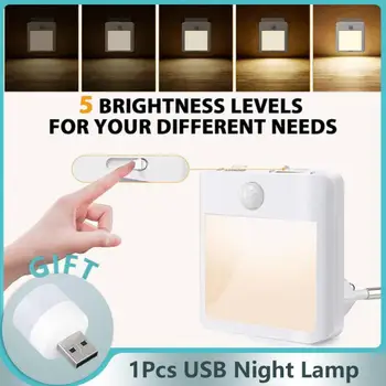 Kustības Sensors LED Nakts Apgaismojums, ES/ASV Plug Regulējamas, Kabinets, ņemot vērā Bērnu Gultas, Guļamistabas Koridora Bezvadu Nakts Lampas Apgaismojums