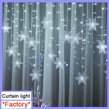 Iekštelpu Āra Ziemassvētku Sniegpārsla LED String Light Mirgo Pasaku Gaismas Aizkaru Gaismas Vainags Par Brīvdienu Puse Jauno Gadu Dekori