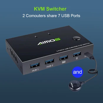 2 In 1 No 4K USB HDMI KVM Switch Box 2 GAB Koplietošanas Tastatūru, Peli, Printeri, Plug Paly Video Displejs USB Sadalītāja Swltch