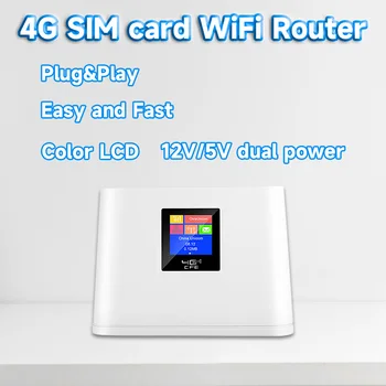 4G SIM karti, wifi maršrutētāju krāsu LCD displejs 4G LTE modema Hotspot RJ45 bezvadu maršrutētāju 4G CPE 12V/5V strāvas portatīvo WiFi