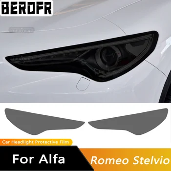 2gab Auto Lukturu aizsargplēvi Lukturis Caurspīdīgs Melns TPU Par Alfa Romeo Giulia 952 Stelvio 949 Uzlīmes Aksesuāri