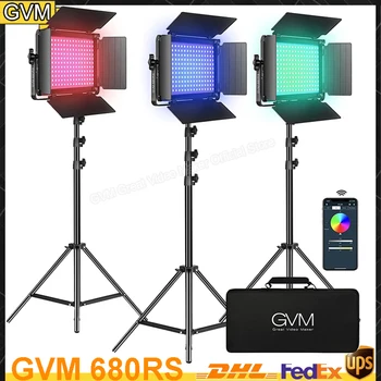 GVM RGB LED Video Light Kit Aptumšojami Fotogrāfija Apgaismojums ar APP Kontroles 680RS 50W 3 Iepakojumi Led Panelis Gaismas, lai YouTube