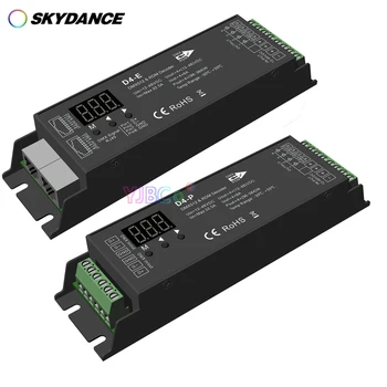 Skydance metāla 4 Kanālu CV DMX512 Dekoderi 12V-48V 24V 32.5 A 4CH RDM RJ-45 DMX signālu dispečeram RGBW LED Strip Gaismas D4-E