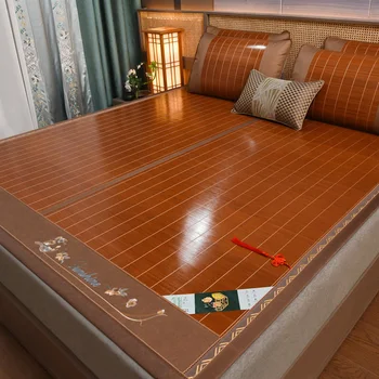 Mat Bambusa paklājiņš vasaras ledus zīda mat salokāms piederības studentu kopmītnē vienvietīga gulta divguļamā gulta, vasaras salmu paklājiņš