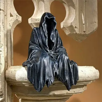 2023 Jauns Melnais Labības Pļāvējs Aizraujošs Drēbes, Nightcrawler, Sēžot Statuja Gothic Darbvirsmas Sveķu Šausmu Gara Skulptūra