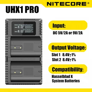 Nitecore UHX1 PRO Kameras Lādētāju Dual Slot Ceļojumu Hasselblad X Sistēmas baterijas Saderīgi modeļi: X1D 50C, X1D II 50C
