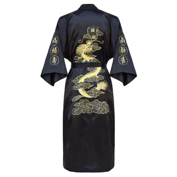 Luksusa Kimono Batrobe pašu ome Clotin Lielajam 3XL vīriešiem Izšuvumi Cinese Draon Drēbes, Vīriešu Sleepwear Zaudēt Nitwear